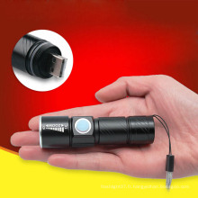 Mini Pocket USB Zoom Lampe de poche Mini torche LED rechargeable portable